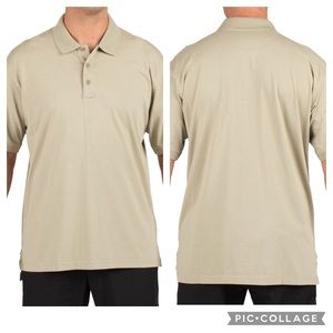 5.11 Tactical tan heavyweight cotton 3-button short sleeve polo, relaxed…